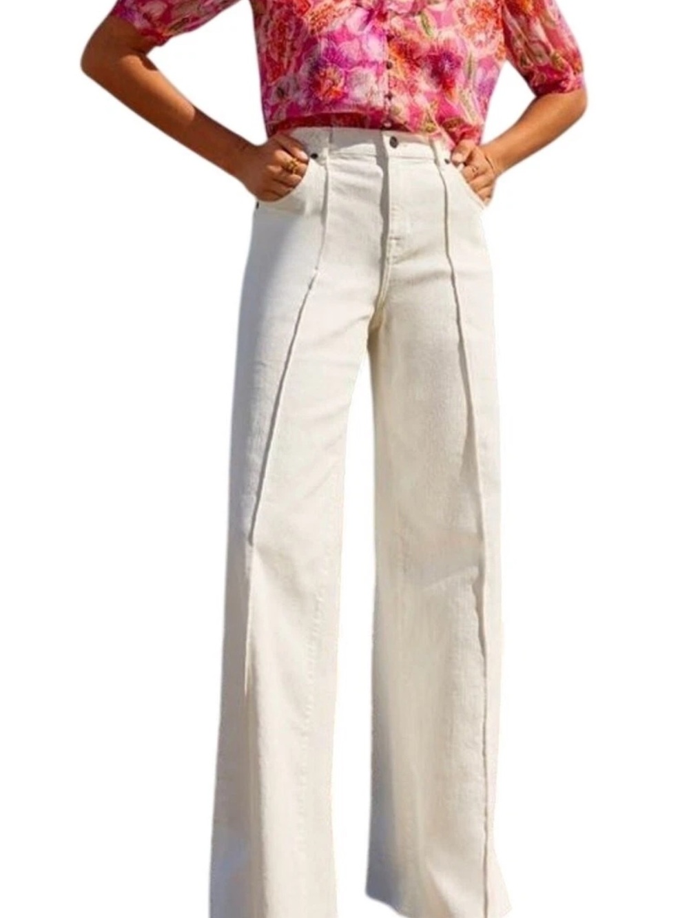 JOHNNY WAS THE BRAIDED WIDE LEG HIGH RISE WHITE JEANS SIZE 27 $278 new